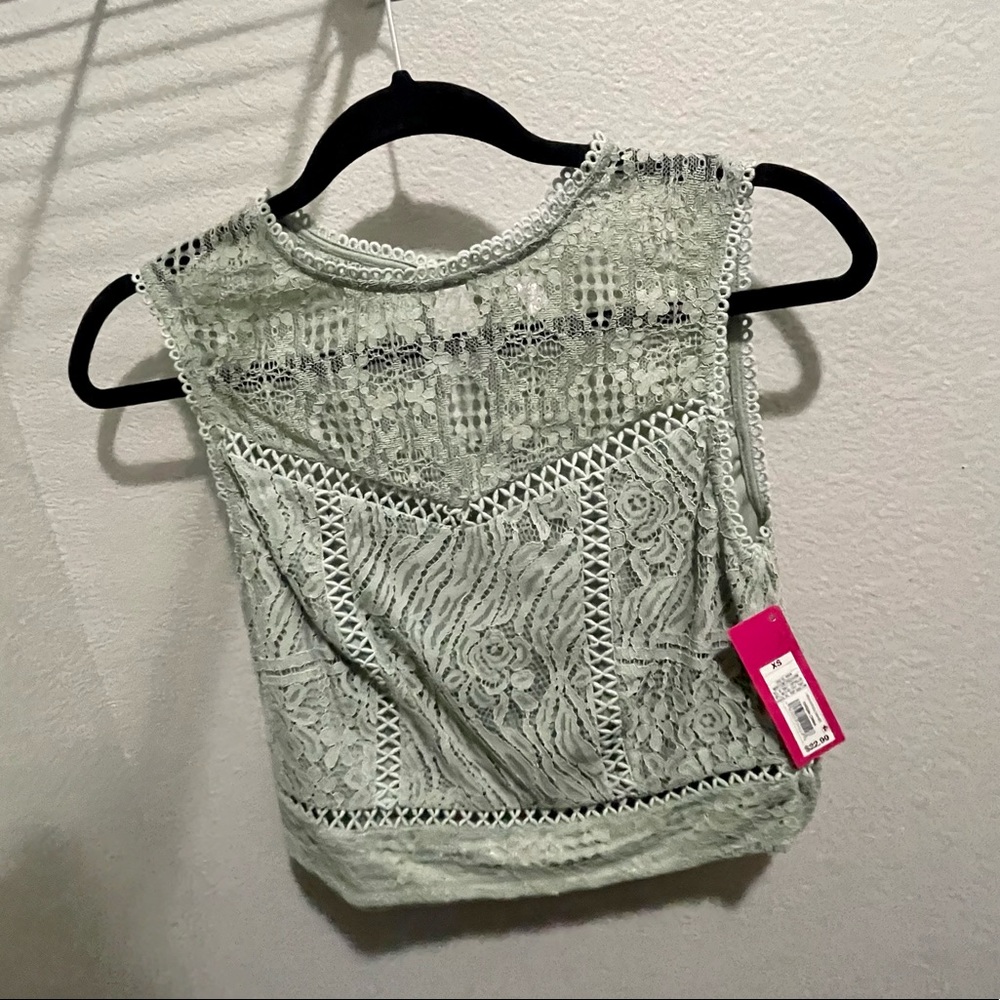 Laced mint crop top